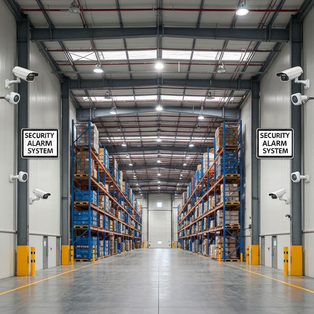 Alarme em armazém industrial