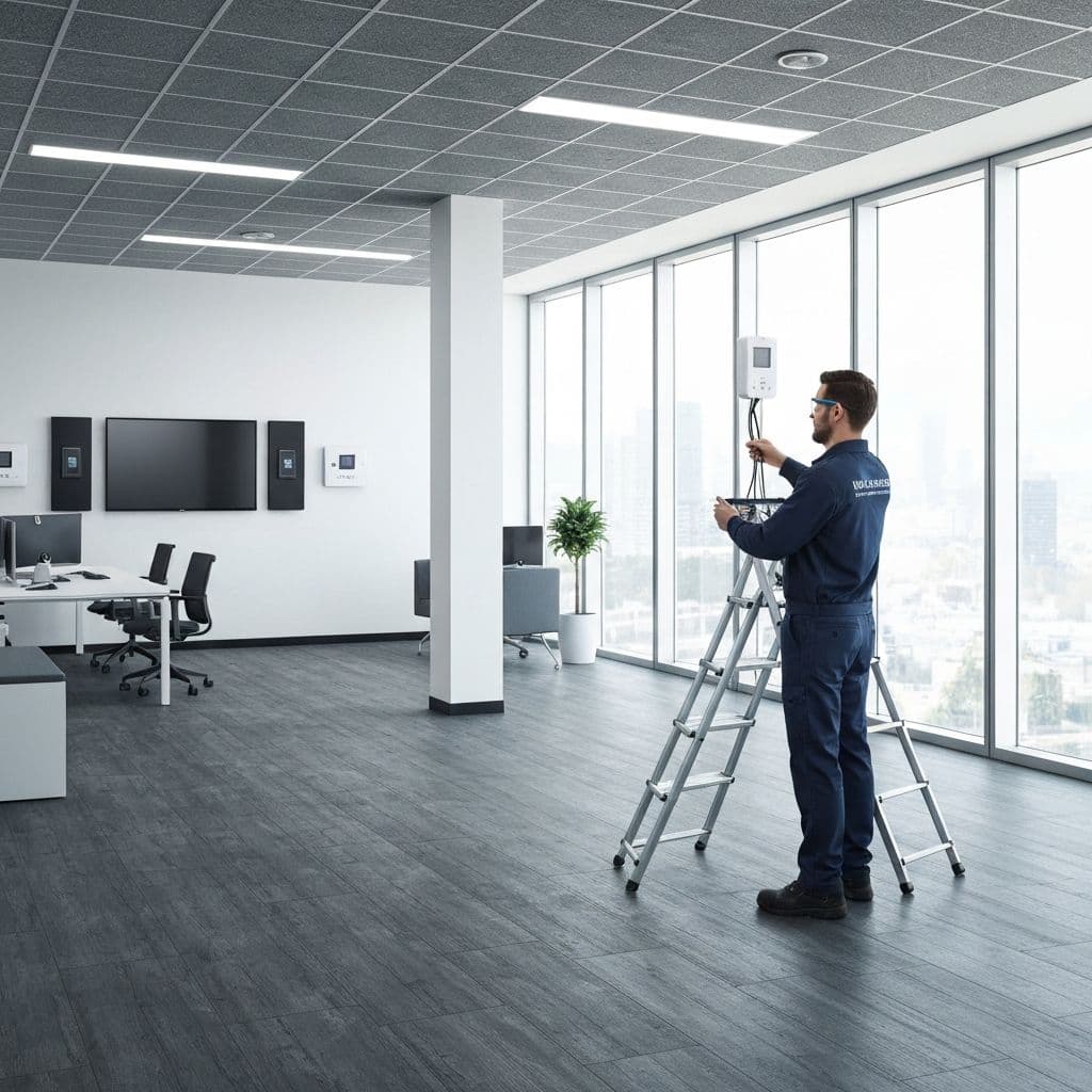 Alarme híbrido em escritório